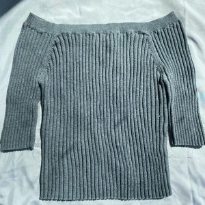 Kendall & Kylie Grey Off Shoulder Top
